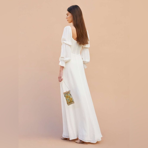 NEW NWT Reformation Stars Puff Sleeve Wedding Bridal Dress Gown - Picture 2 of 10